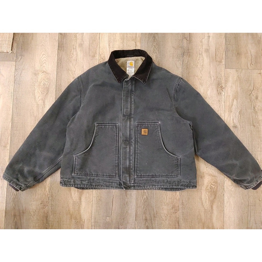 Faded Carhartt Sandstone Jacket Arctic Sherpa Lined Men 2XL J164 Petrol Boxy
